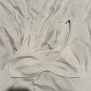 Women's White Ribbed Bralette